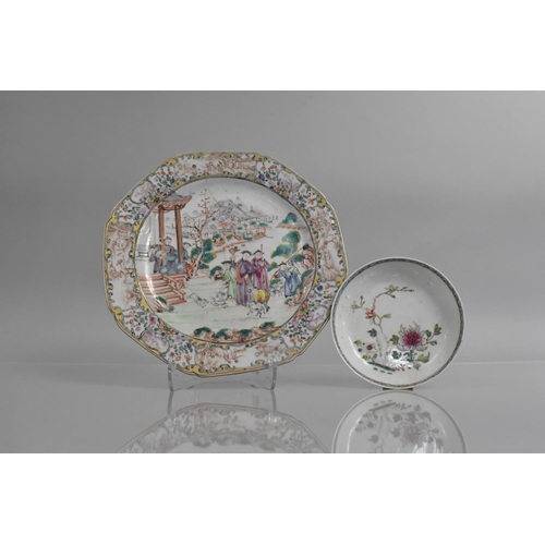 327 - Two Pieces of 18th Century Chinese Porcelain to Comprise Plate decorated in the Famille Rose Palette... 