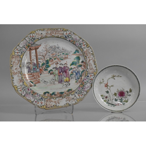 327 - Two Pieces of 18th Century Chinese Porcelain to Comprise Plate decorated in the Famille Rose Palette... 