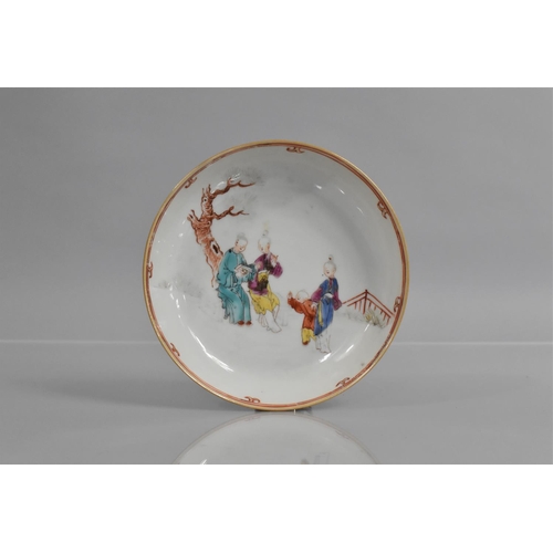 326 - An 18th Century Chinese Porcelain Mandarin Palette Dish, Decorated with Family Scene in Exterior Gar... 