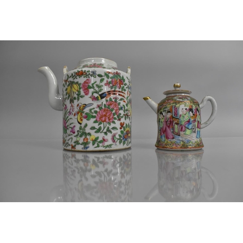 316 - A 19th century Chinese Porcelain Canton Famille Rose Miniature Teapot decorated with Figures and Bir... 