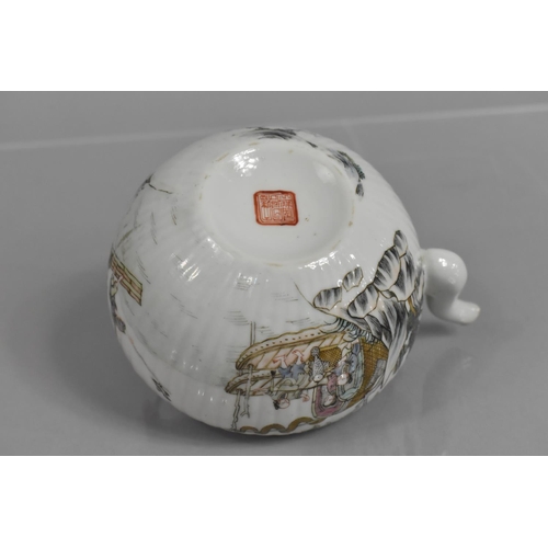 314 - A Chinese Porcelain Teapot of Squat Reeded Form decorated in the Famille Rose Palette with Figures a... 