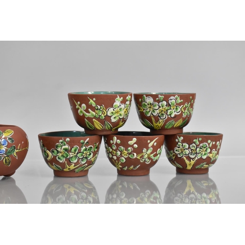 299 - A Collection of Chinese Yixing to Comprise Teapot, Tea Bowls and a Footed Pot, 20th Century