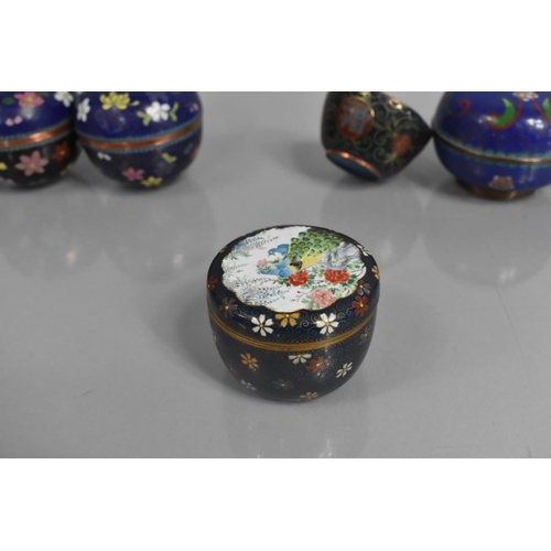 292 - Nine Pieces of Oriental Cloisonne Lidded Boxes, Pot, Small Vessel/Tea Bowl and Two Dishes, Lidded Bo... 