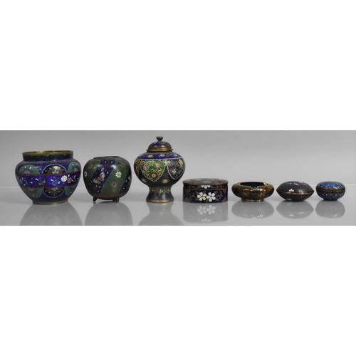 291 - Seven Pieces of Oriental Cloisonne to Comprise Globular Vases, Pot, Lidded Pots Etc, Various Conditi... 