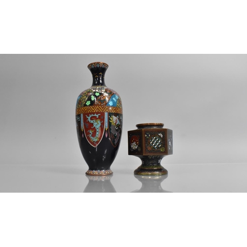 289 - A Japanese Cloisonne Vase of Ovoid Form and Flared Neck together with a Hexagonal Example (Missing L... 