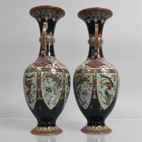 281 - A Pair of Japanese Late 19th/Early 20th Century Cloisonne Vases of Ovoid Form  Supported on Circular... 