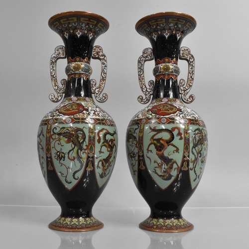 281 - A Pair of Japanese Late 19th/Early 20th Century Cloisonne Vases of Ovoid Form  Supported on Circular... 