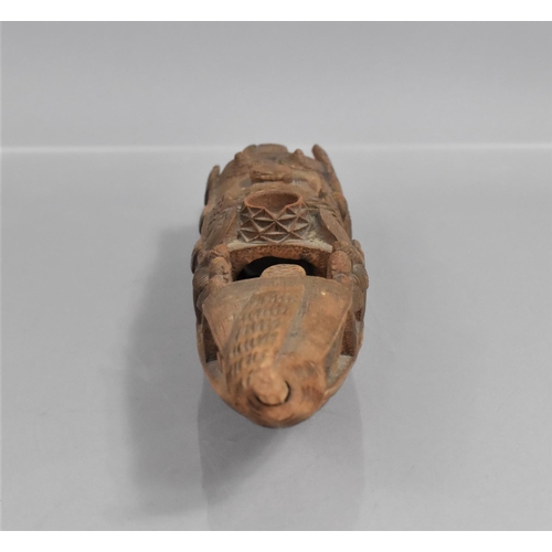 268 - A Chinese Carved Bamboo Model of a Traditional Fishing Boat having Carved Detail and Figures, 26cms ... 