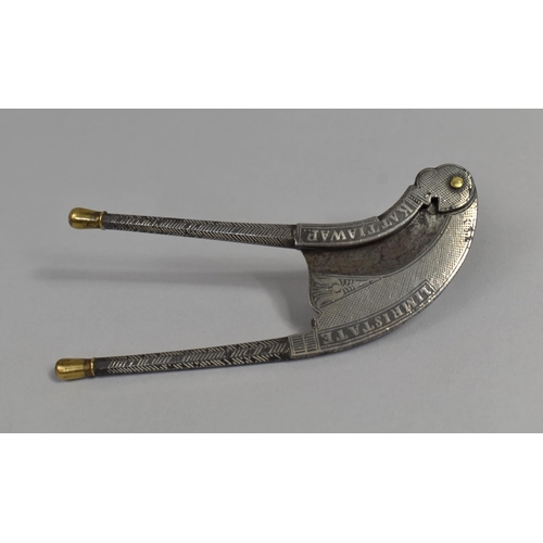 165 - A 19th Century North Indian Betel Nut Cutter, Inscrived 'Limristate/Kattiawar', 13cms Long