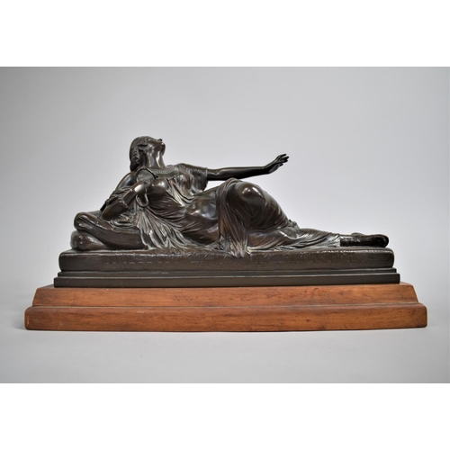 156 - Jean Baptiste Clesinger (French 1814-1883) a Bronze Figure of Cleopatra Reclining Clasping Snake to ... 