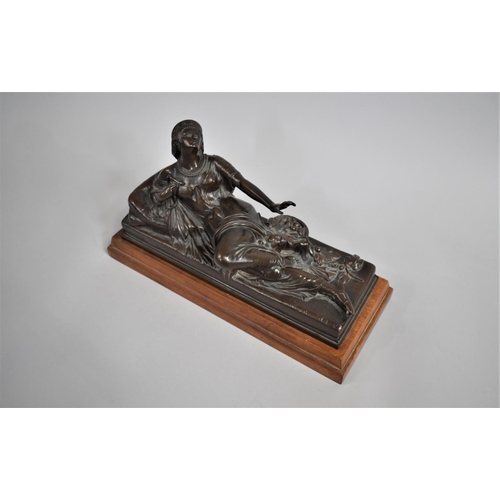 156 - Jean Baptiste Clesinger (French 1814-1883) a Bronze Figure of Cleopatra Reclining Clasping Snake to ... 