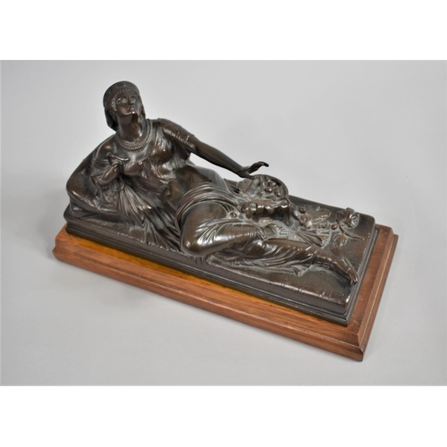 156 - Jean Baptiste Clesinger (French 1814-1883) a Bronze Figure of Cleopatra Reclining Clasping Snake to ... 