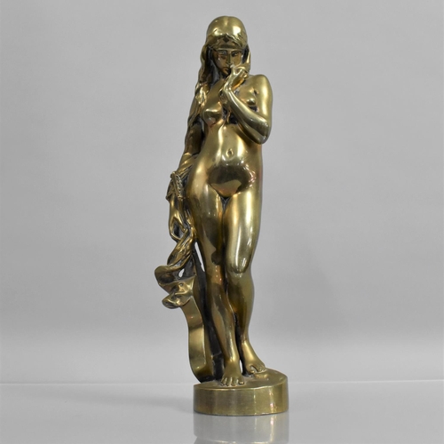 155 - After Alexander Falguiere (1831-1900), Bronze Figure Modelled as Standing Nude with Guitar Supported... 