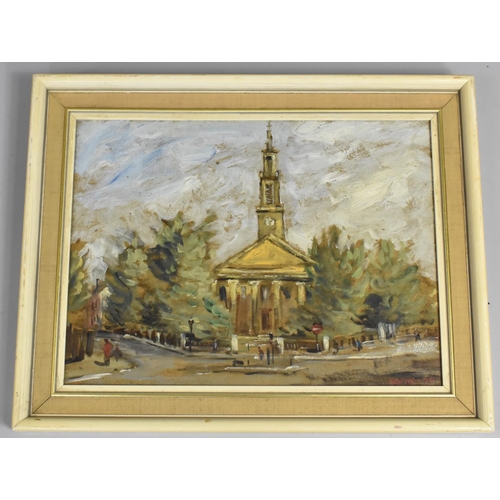 208 - John Gough, British, 20th Century, A Framed Oil on Board of St Lukes Church West, Norwood Together w... 