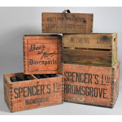 136 - A Collection of Vintage Crates to include Two Spencers Ltd Bromsgrove Bottle Crates, Bulmers Ltd Clo... 