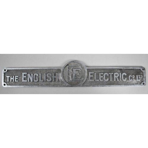 114 - Railway Interest A Cast Metal Sign for The English Electric Co Ltd, Probably From Locomotive, 48cms ... 