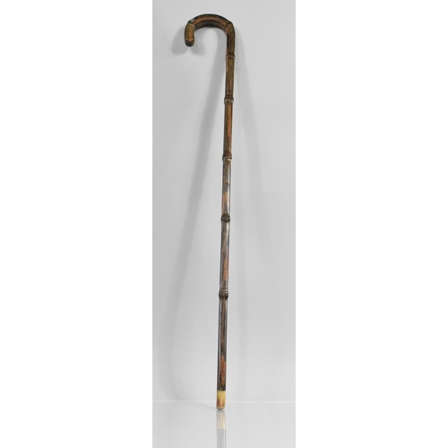 73 - An Unusual Square Section Coromandel Wood Walking Stick by Brigg, London, Faux Bamboo Form, 90cms Lo... 