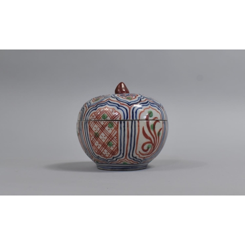 302 - A Chinese Bencharong Type Lidded Pot of Globular Form decorated in Polychrome Enamels with Geometric... 