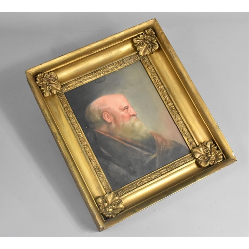 203 - A Gilt Framed Portrait of Bearded Gent in Robe, 20x26cms