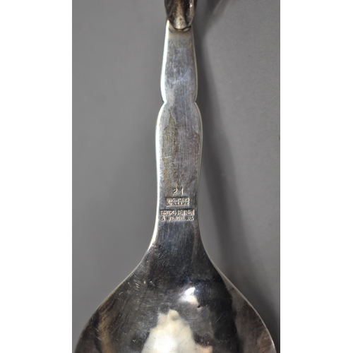 244 - A Georg Jensen Silver Serving Spoon, No 21, Stamped Sterling, 16cms Long