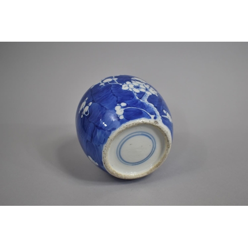 342 - A 19th Century Chinese Blue and White Prunus Pattern Ginger Jar, Double Concentric Mark to Base, 12c... 