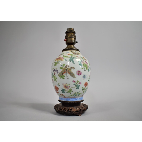 319 - A 19th Century Chinese Porcelain Vase now Converted to Table Lamp Decorated in the Famille Rose Pale... 