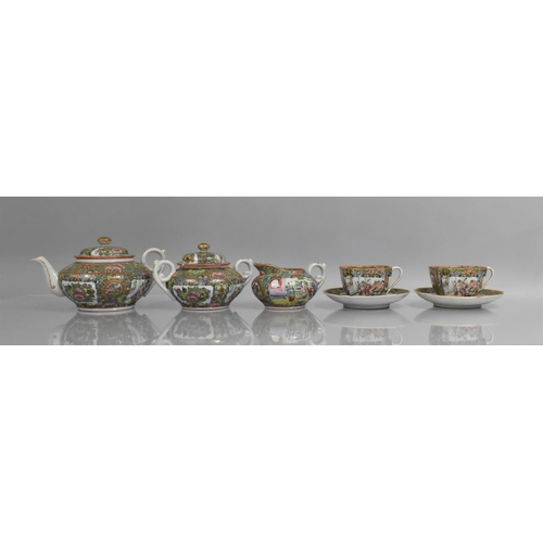 315 - A 20th Century Chinese Famille Rose Tea Set to comprise Teapot, Lidded Two handled Sugar Pot, Cream ... 