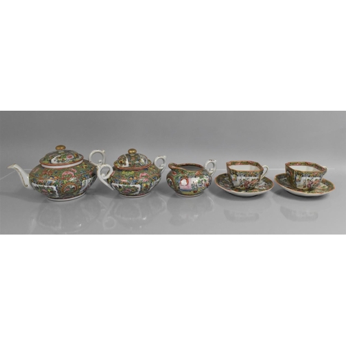 315 - A 20th Century Chinese Famille Rose Tea Set to comprise Teapot, Lidded Two handled Sugar Pot, Cream ... 