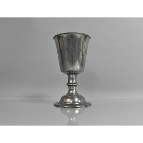 170 - A 19th Century Scottish Ecclesiastic Pewter Chalice from Mid Calder Church having Bucket Bowl, Knopp... 