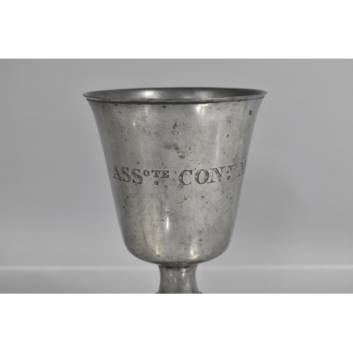 170 - A 19th Century Scottish Ecclesiastic Pewter Chalice from Mid Calder Church having Bucket Bowl, Knopp... 