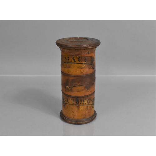 62 - A 19th Century Three Division Treen Spice Tower with Screw Top, The Three Compartments with Remnants... 