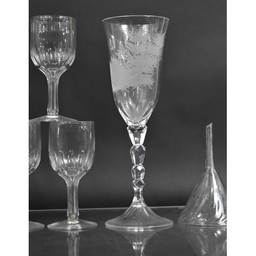 261 - A Collection of 19th Century Glass to comprise Set of Eleven Victorian Wine Glasses Etched Glass Gob... 