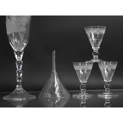 261 - A Collection of 19th Century Glass to comprise Set of Eleven Victorian Wine Glasses Etched Glass Gob... 