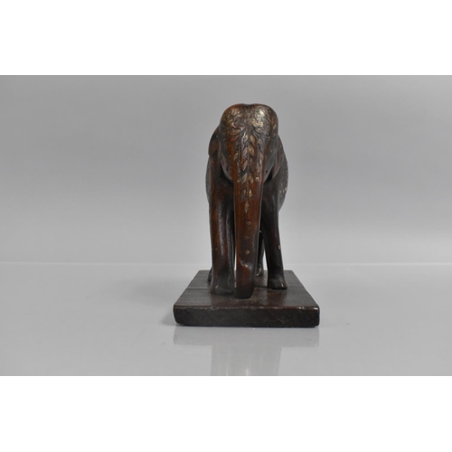 142 - A 19th Century Indian Hoshiarpur Bone Inlaid Hardwood Elephant, 15cm x 9cm x 14cm high