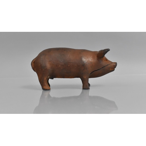 161 - A 19th Cast Iron Pig, Realistically Modelled and Painted, 16cm Long