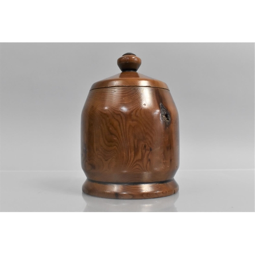 86 - A Late 19th Century Turned Yew-wood Treen Tobacco Box, 10cm Diameter and 15cm high