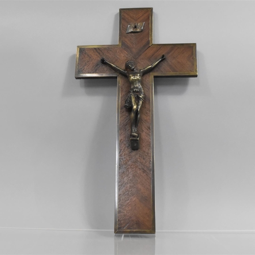 87 - A 19th Century Rosewood and Brass Crucifix, 19cn wide x 35cm high