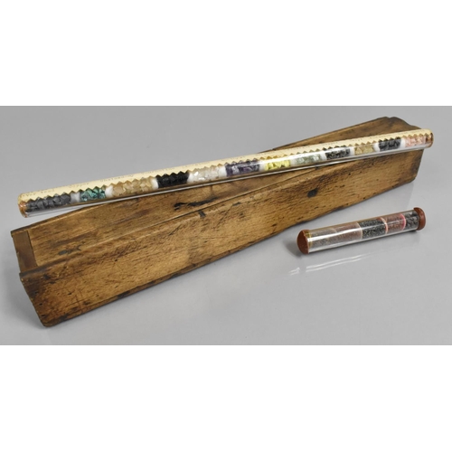 89 - A Pine Box with Two Glass Tubes Containing Mineral Samples from Mount Isa District, Australia