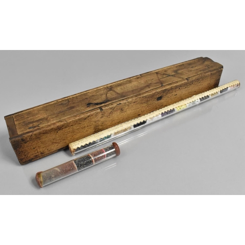 89 - A Pine Box with Two Glass Tubes Containing Mineral Samples from Mount Isa District, Australia