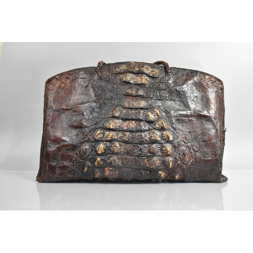 83 - A Large Vintage Crocodile Skin Bag, 54cms Wide