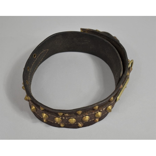 80 - A Victorian Brass Studded Leather Dog Collar, The Name Tag Inscribed 'Caston, 34 Rupert St, W'hampto... 