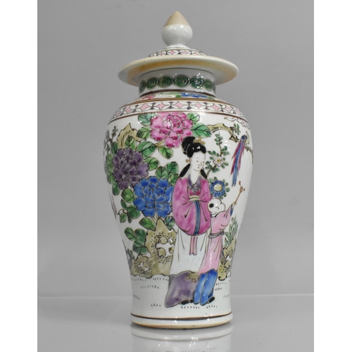 322 - A Chinese Porcelain Baluster Vase and Cover Decorated in the Famille Rose Palette with Mothers and C... 