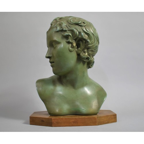 91 - An Early 20th Century Plaster Bust of a Classical Youth with Original Faux Bronze Painted Finish, Mo... 