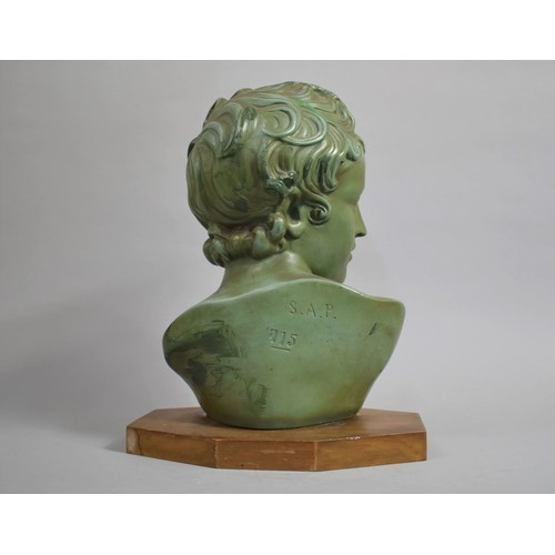 91 - An Early 20th Century Plaster Bust of a Classical Youth with Original Faux Bronze Painted Finish, Mo... 