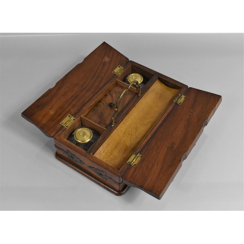 71 - A Good 19th Century Rosewood Travel Writing Box having Two Hinged Flaps to Top revealing Fitted Inne... 