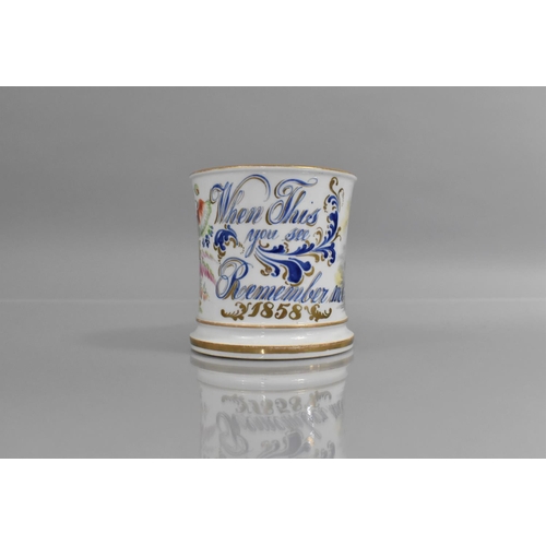 393 - A Mid 19th Century Staffordshire Porcelain Cylindrical Mug with Scrolled Handle inscribed 'When This... 