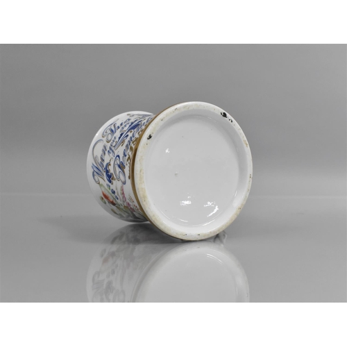 393 - A Mid 19th Century Staffordshire Porcelain Cylindrical Mug with Scrolled Handle inscribed 'When This... 