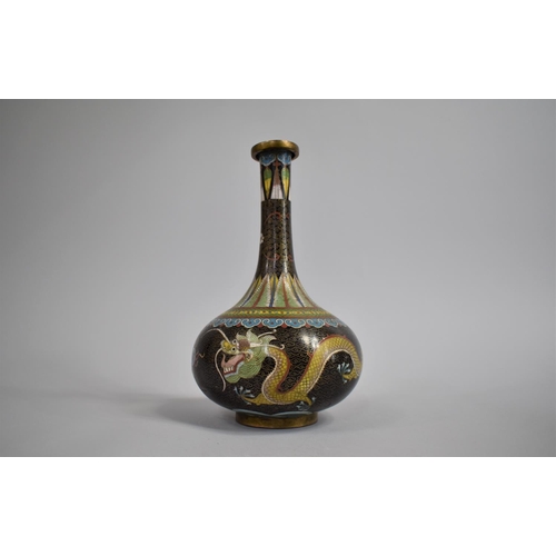 284 - A Chinese Cloisonne Bottle Vase Decorated with Polychrome Enamels depicting Dragons Chasing Flaming ... 