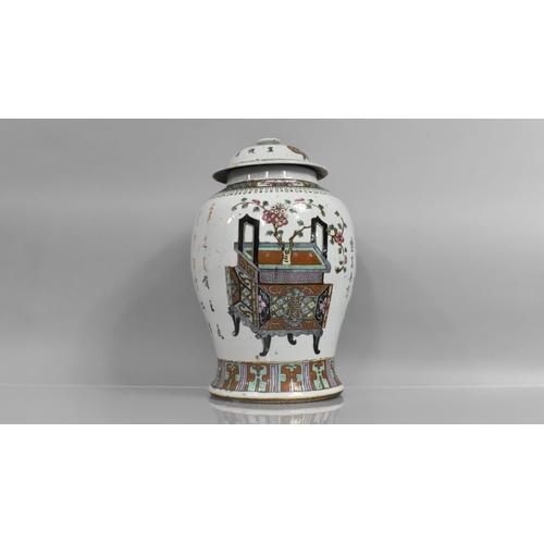 305 - A Large Chinese Porcelain Vase and Cover, Decorated in Polychrome Enamels with Blossoming Plants and... 