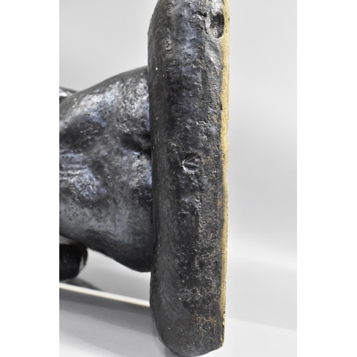 389 - A Mid 20th Century Glazed Pottery Seated Female Nude Sculpture, 48cm x 22cm x 34cm high